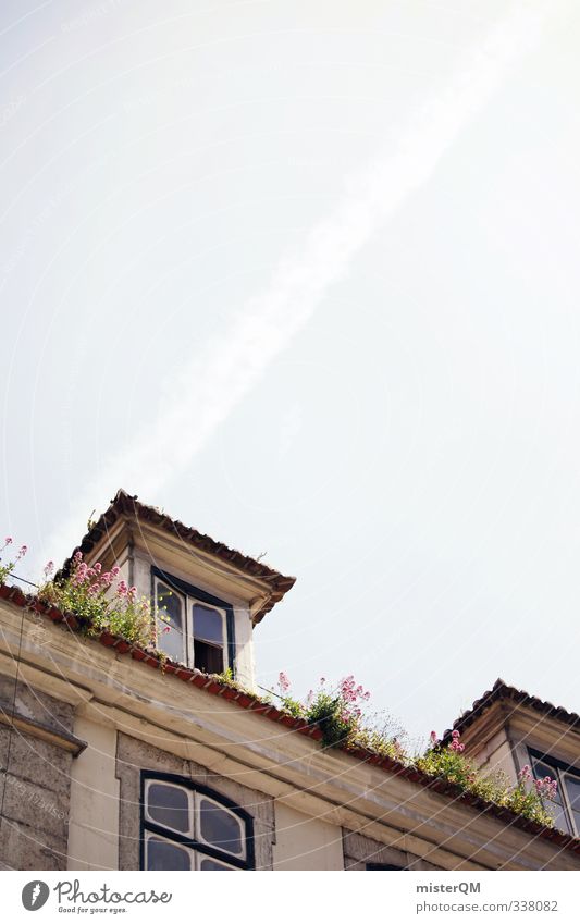 Lisbon's roofs. Kunst ästhetisch Zufriedenheit Häusliches Leben Haus Dach Fassade Lissabon Urlaubsort Sommerurlaub Himmel verfallen Idylle Fenster Portugal