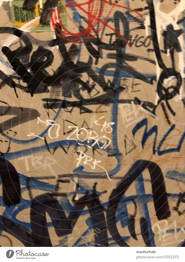 Graffiti Schmiererei Tags Kunst Schrift vanalismus Wand Schriftzeichen Buchstaben Jugendkultur Kultur Typographie Menschenleer Wort Text Zeichen zerstörung