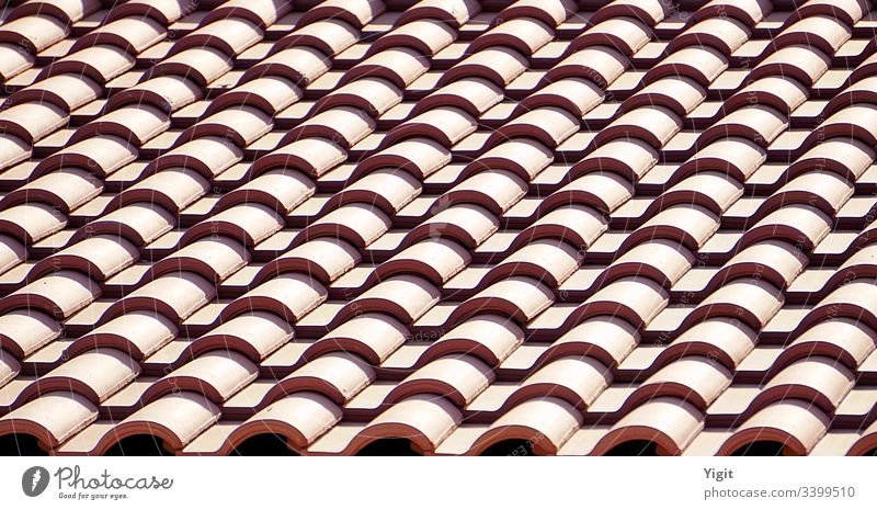 Sich wiederholende Elemente: Rote Dachziegel modern Schutz Dachterrasse heimwärts Außenseite Haus Ton Detailaufnahme Struktur Konstruktion Design Material