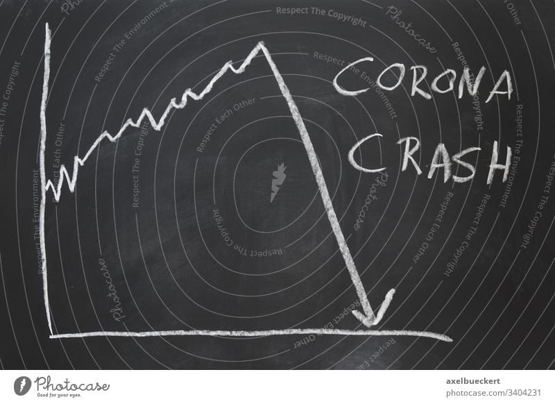 Corona-Crash - handgezeichnete Grafik, die den Zusammenbruch des Aktienmarktes zeigt Absturz Markt Wirtschaft Krise Coronavirus Grafische Darstellung Virus