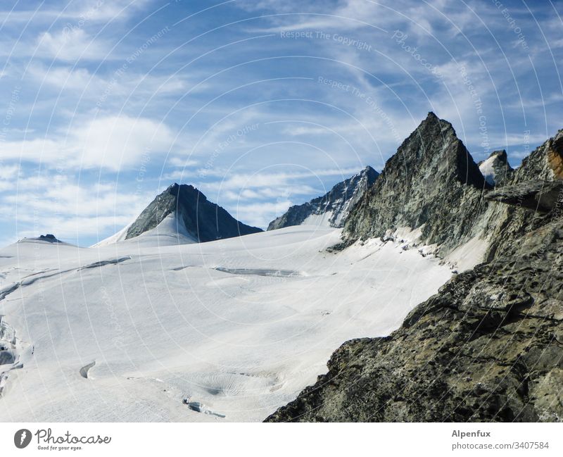 Weißes Fleckchen Gletscher Gletscherschmelze Berge u. Gebirge Natur Klimawandel Außenaufnahme Landschaft Menschenleer Umwelt Gletschereis Gipfel Urelemente kalt