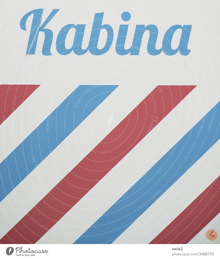 Fotokabine Polen Kabine Kabina Fotos Schriftzug retro Streifen einfach Farbe Osteuropa blau rot weiß Menschenleer Außenaufnahme Linie abstrakt Muster