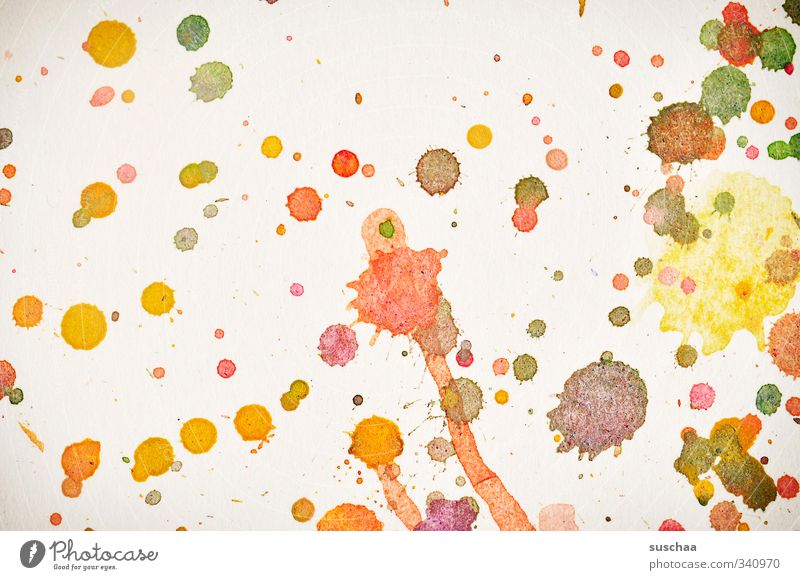 echte kunst? Kunst Kunstwerk Gemälde mehrfarbig Punkt Klekse spritzen Fleck Fasserfarben Aquarell Farbfoto Detailaufnahme abstrakt Muster Strukturen & Formen