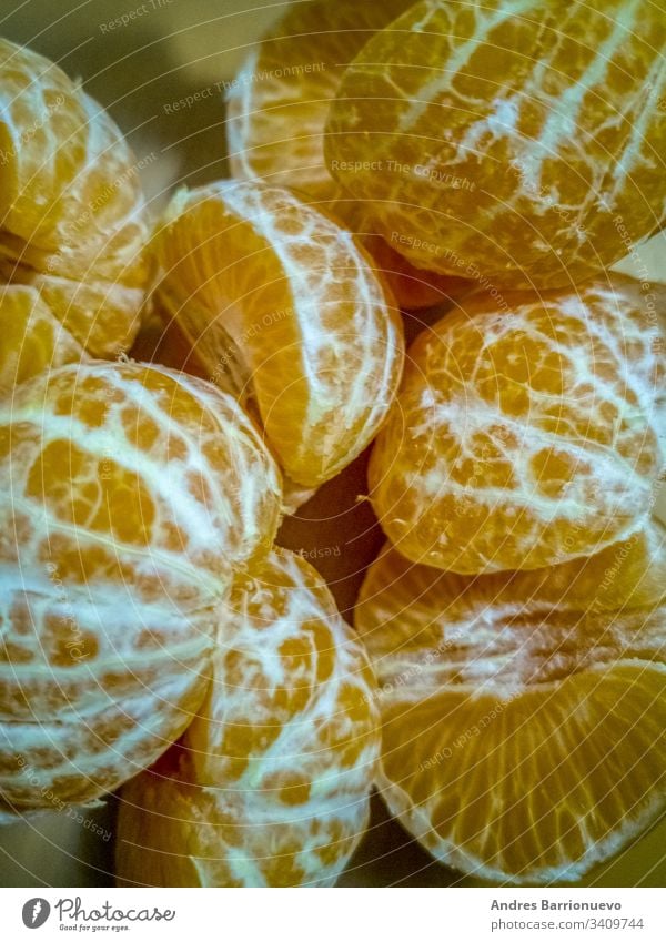 Ansicht von kleinen geschälten Orangen Lebensmittel natürlich lecker frisch Frucht Gesundheit süß Ernährung Mandarine grün Mandarinen Orangenhaufen klein orange