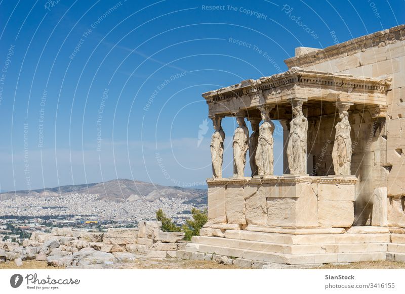 Karyatiden, Erechtheion-Tempel Akropolis in Athen, Griechenland antik Gebäude Parthenon berühmt Architektur Wahrzeichen Klassik Tourismus Zivilisation Europa