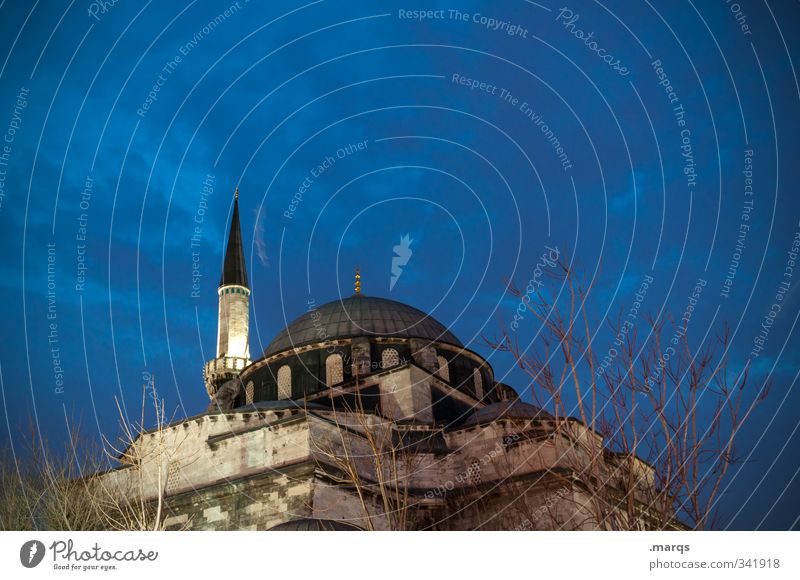 Minarett Ferien & Urlaub & Reisen Tourismus Kultur historisch Himmel Wolken Nachthimmel Istanbul Türkei Bauwerk Gebäude Architektur Moschee Zeichen leuchten