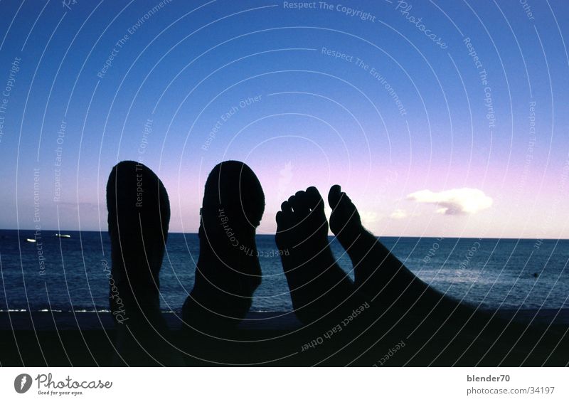 Feierabend Sonnenuntergang schemenhaft Verlauf Meer Wasserfahrzeug Strand Ferien & Urlaub & Reisen Fuerteventura Kanaren Siesta Europa Abend Schatten Himmel