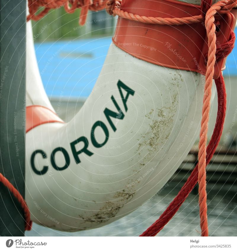 Detailaufnahme eines Rettungsrings für die Corona-Krise | corona thoughts Coronavirus Korona Virus Medizin Krankheit covid-19 Infektion Seuche Pandemie
