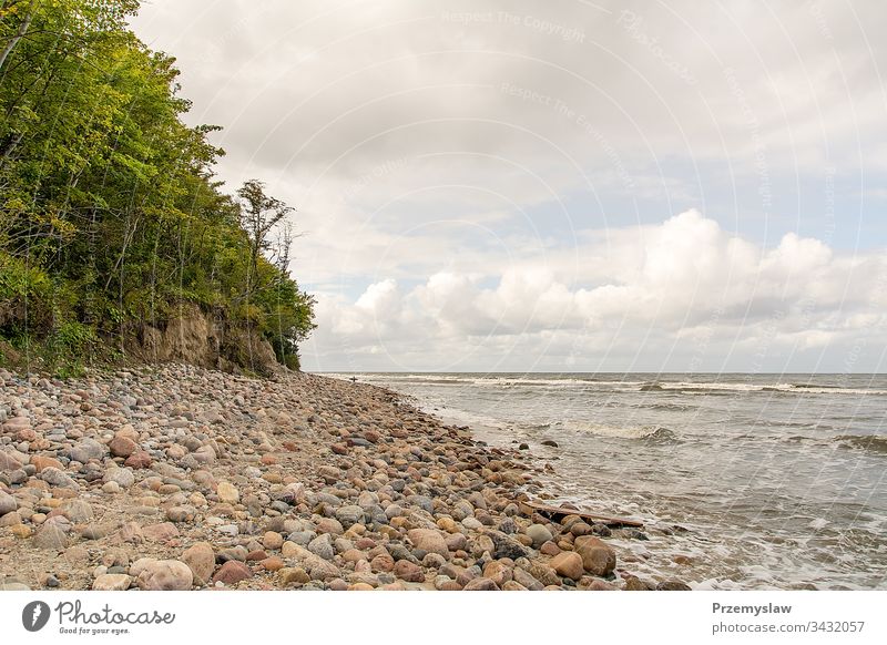 Steine am Strand von Jastrzebia Gora (Polen) Ostsee baltisch MEER reisen Tourismus jastrzebia gora horizontal Landschaft Wasser Wellen Tag Licht hell farbenfroh