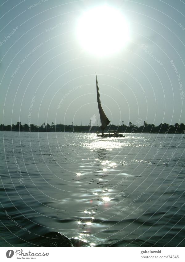 Eindrücke vom Nil Segelboot Sonnenuntergang Schifffahrt Wasser Fluss Abend