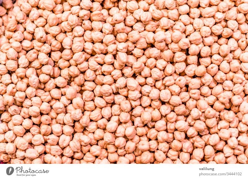 Detail von Kichererbsenbohnen cicer arietinum Ackerbau Hintergrund Nahaufnahme Diät Lebensmittel frisch Frische Korn Ernte Gesundheit Bestandteil