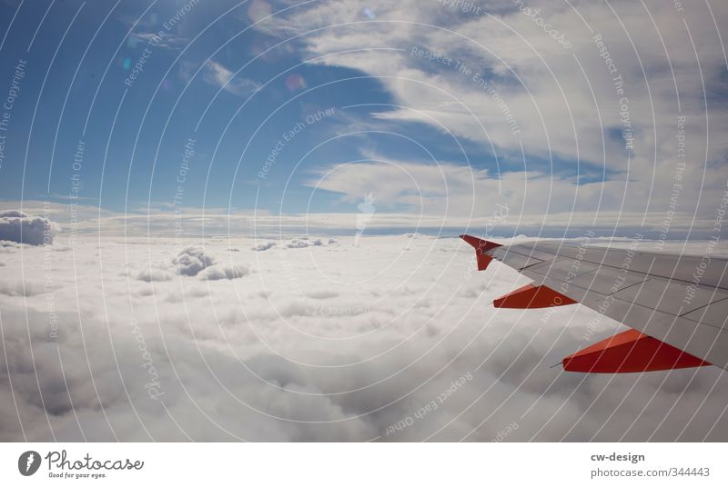 Zweiflügler Himmel Wolken Schönes Wetter Verkehr Verkehrsmittel Verkehrswege Luftverkehr Flugzeug Passagierflugzeug Fluggerät Abflughalle Flugzeugausblick