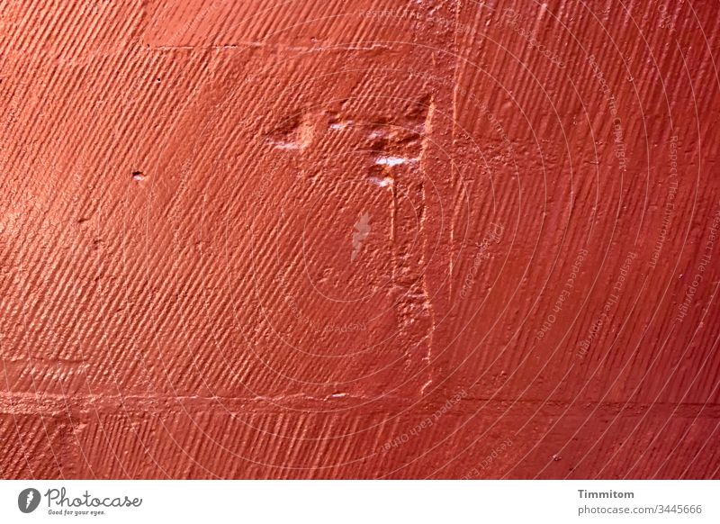 Rot - Spuren und Linien in alten Mauersteinen rot Farbe Licht Nahaufnahme Wand Menschenleer