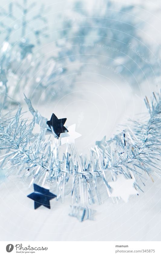 Weihnachtsdeko Dekoration & Verzierung Feste & Feiern Weihnachten & Advent festlich Weihnachtsdekoration Stern (Symbol) glänzend hell blau silber weiß Farbfoto