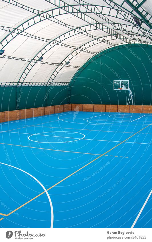 Spielplatz Stadion Basketball Fitnessstudio spielen im Innenbereich Sport Gegend Linie Feld Stock kreisen Gericht Korb Farbe