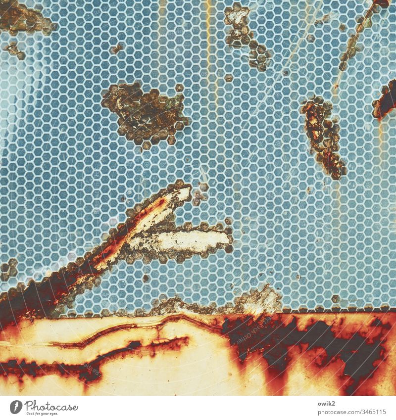 Nessie Tier abstrakt Muster Struktur Fantasiewesen Metall Container Kratzer Spuren Abrieb Abnutzung Wabenmuster Aufkleber Maul gefräßig erschröcklich