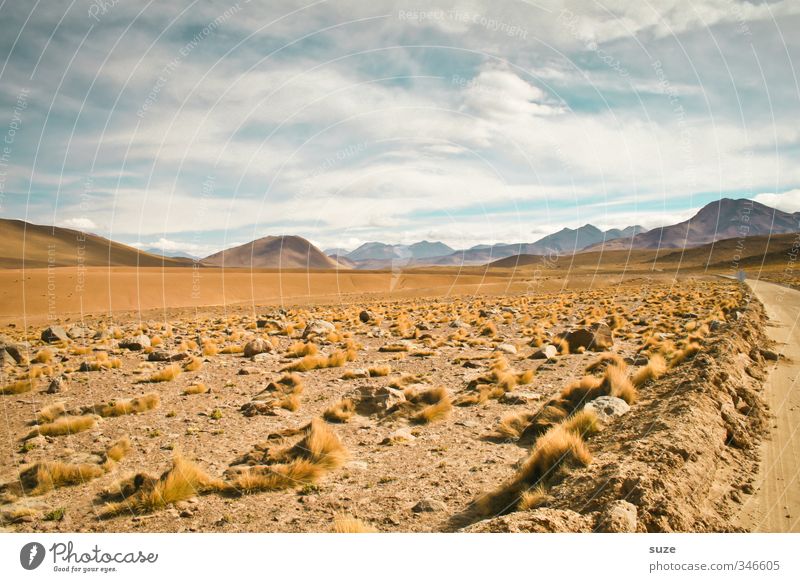 Trockenheit | Atacama Sommer Umwelt Natur Landschaft Urelemente Erde Sand Luft Himmel Horizont Klima Wetter Schönes Wetter Hügel Berge u. Gebirge Wüste Straße