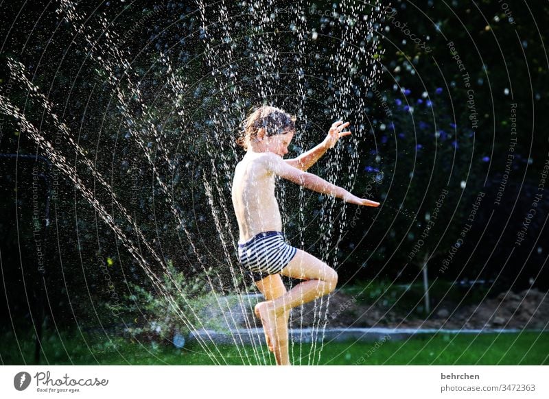 *1600* hüpf duschen Frühling Familie & Verwandtschaft erfrischend Spaß haben summerfeeling spritzig nass Farbfoto Außenaufnahme Sonnenlicht Schwimmen & Baden