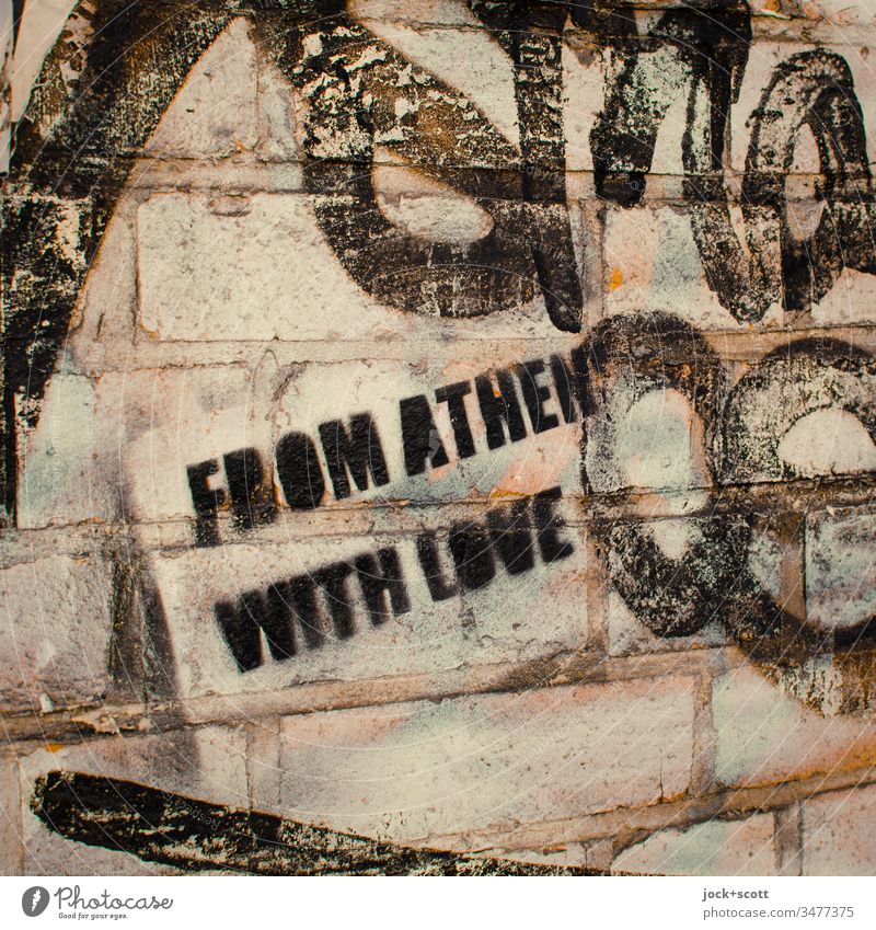 Von Athen mit Liebe Subkultur Schablone abstrakt Kreativität Inspiration stencil Straßenkunst Grafik u. Illustration Graffiti trashig Zahn der Zeit Wort