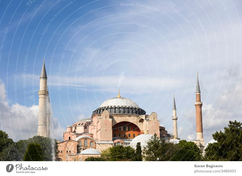 Kuppeln und Minarette der Hagia Sophia in der Altstadt von Istanbul, Türkei Basilika Dom antik Architektur Gebäude Kultur Sultanahmet aya Außenseite Tag