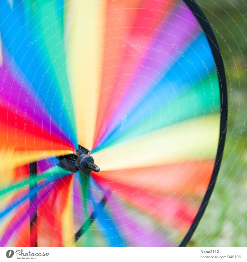 Windig... wie heute Dekoration & Verzierung Kitsch Krimskrams Ornament drehen rund Geschwindigkeit Windkraftanlage Windmühle Garten Gartenfest regenbogenfarben