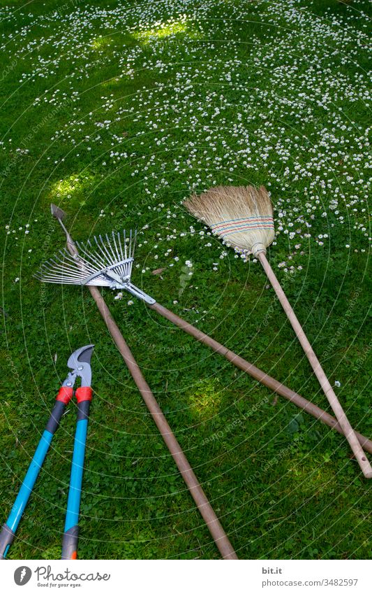 Faulenzer Garten Gartenarbeit Natur Sommer Blume Pflanze Frühling Blüte Dekoration & Verzierung Blühend Freizeit & Hobby Vogelperspektive Gerät Besen Zange