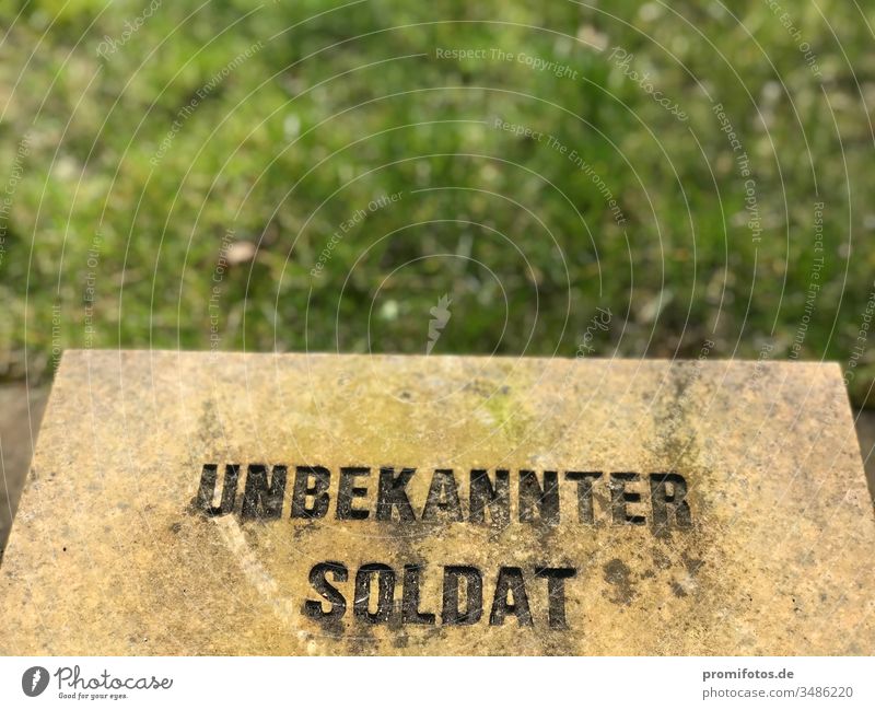 Grabstein mit Inschrift "Unbekannter Soldat" / Foto: Alexander Hauk Krieg weltkrieg soldat grab grabstein grün wiese kapitalismus neoliberalismus