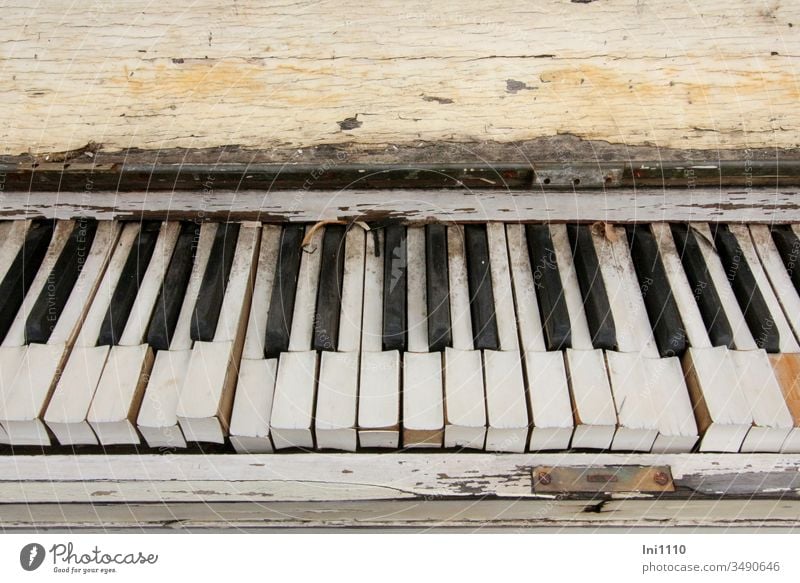 Es war einmal ein Klavier .... Sperrmüll Dekoration & Verzierung nostalgisch Holz verwittert Hingucker ausgedient schwarz weiß Tasten Klaviatur Instrument