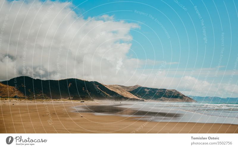Ozean-Küste - Pazifik - Neuseeland Meer Strand blau Sand Wasser Landschaft Natur Ferien & Urlaub & Reisen Sommer Außenaufnahme Schönes Wetter Wolken Nordinsel