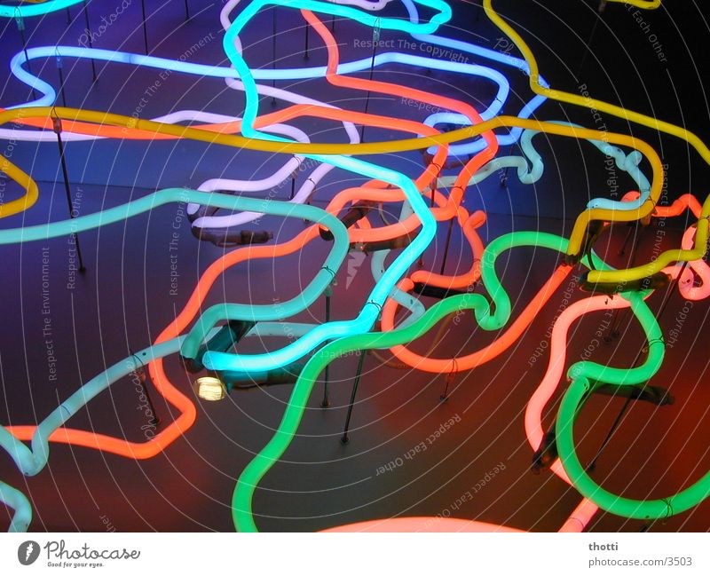 neon snake Neonlicht Werbung mehrfarbig chaotisch Fototechnik Farbe schlangenförmig