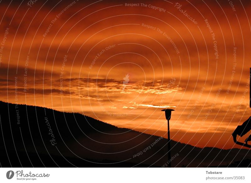 Sonnenaufgang Sauerland Wolken rot Berge u. Gebirge Treppe