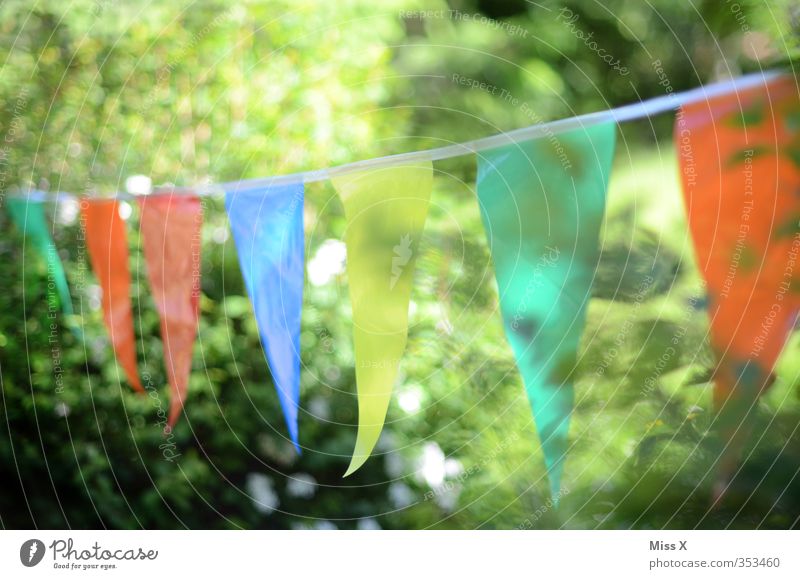 Sommerfest Garten Dekoration & Verzierung Party Feste & Feiern Geburtstag Frühling Sträucher leuchten mehrfarbig Stimmung Freude Fahne Girlande hängen