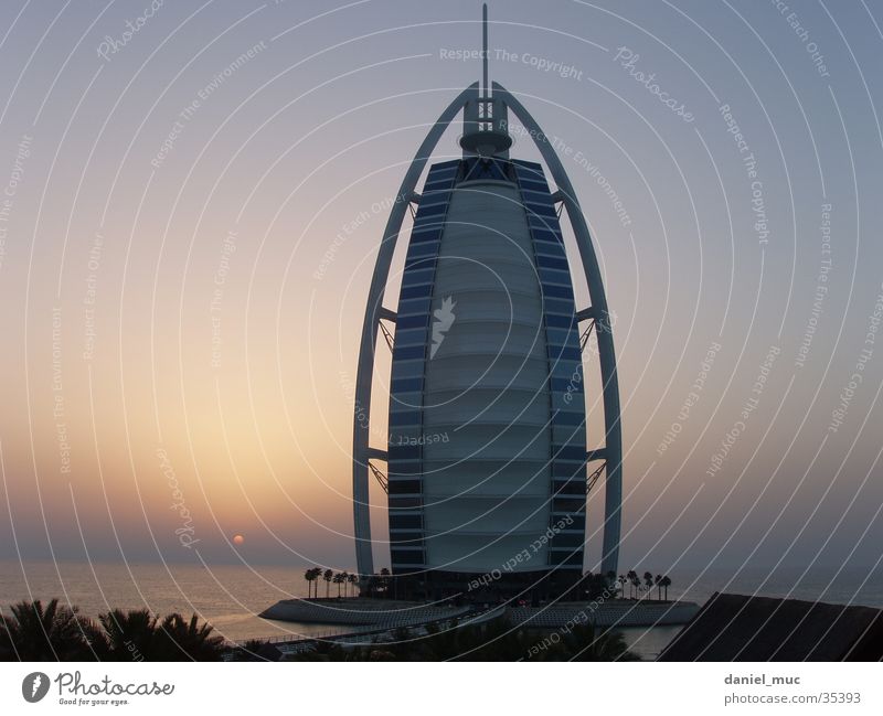 Dubai Sonnenuntergang Vereinigte Arabische Emirate Erfolg Burj el Arab Sunnenuntergang Sundown