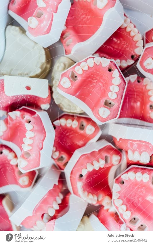 Schachtel voller Dentalgipsmodelle Zahnarzt Biss Zahnspange Pflege gießen dental Zahnmedizin Zahnersatz Gips Gesundheit Eindruck Kiefer Labor Model