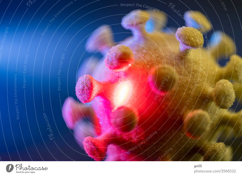 symbolische Virus-Nahaufnahme infektiös mikroskopisch Makro sars sars-cov-2 Korona Coronavirus mikroorganismus ansteckung Medizin Gesundheit krankheit Kunst