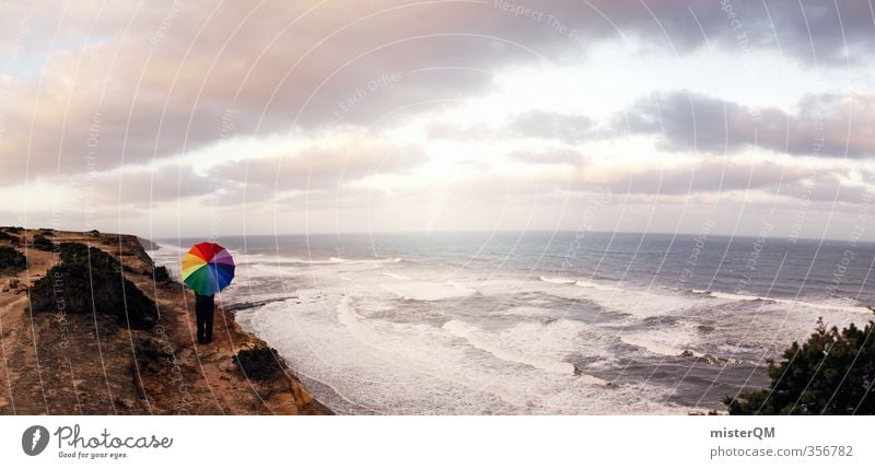 Portuguese Rainbow. Kunst ästhetisch regenbogenfarben Regenschirm Kreativität Idee gestalten Fernweh Freiheit Reisefotografie reisend Panorama (Bildformat)