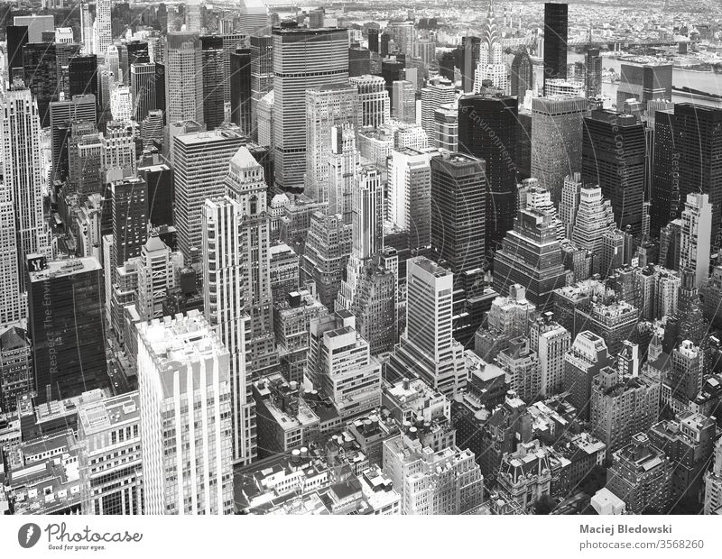 Schwarzweiß-Luftaufnahme von Manhattan, New York. New York State Antenne Großstadt nyc reisen Stadtbild schwarz auf weiß Büro Appartement Architektur Gebäude