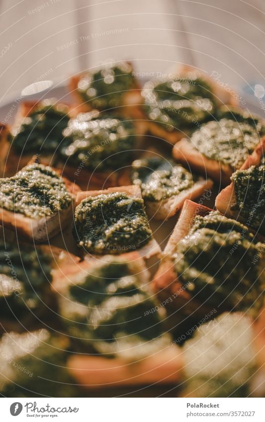 #As# Basilikum-Pesto-Snack Häppchen" lecker Imbiss Vegetarische Ernährung Lebensmittel Farbfoto Mittagessen Gesundheit frisch grün Italienische Küche
