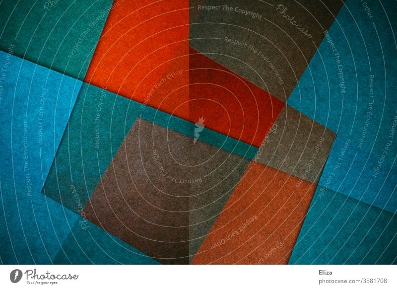 Abstrakte, grafische, geometrische Flächen und Formen in blauen und roten Farben abstrakt Forman bunt W eckig kantig knallig experimentell Struktur textur