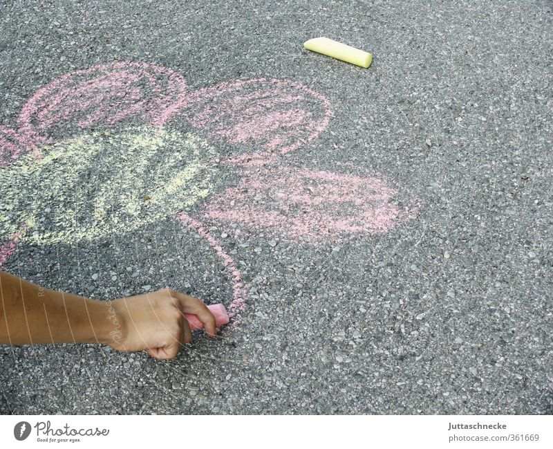 grafisch / ich mal mir einen Garten Mädchen Junge Arme Hand 3-8 Jahre Kind Kindheit 8-13 Jahre Kunst Künstler Maler Beton zeichnen Spielen Fröhlichkeit gelb