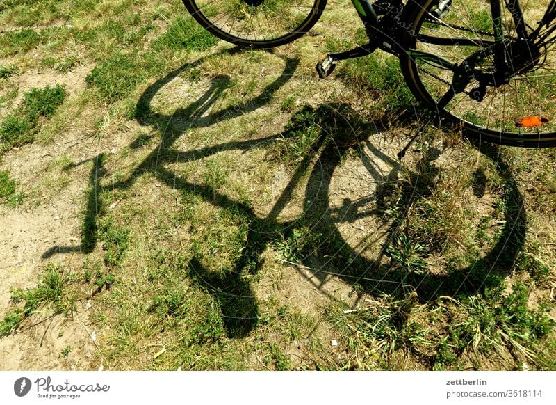 Fahrrad im Gras fahrrad wiese gras licht schatten sonne sommer ausflug radtour fahrradtour rast pause unfall natur urlaub ferien