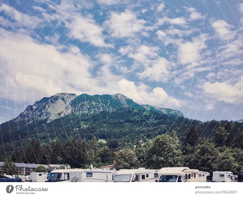 wanderslust Allgäu Reisen Wohnmobilstellplatz Urlaub Ferien & Urlaub & Reisen Freiheit Camping Sommerurlaub Tourismus Campingplatz Natur wandern Berge Alpen