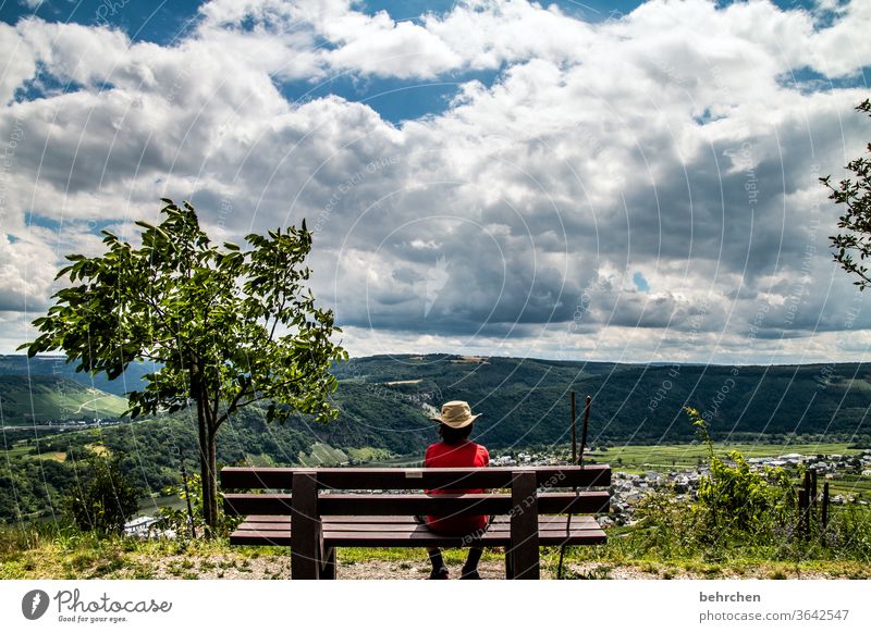 schau ins land Wanderer Berge u. Gebirge Umwelt Außenaufnahme Natur Sommer Wolken Himmel Sohn wandern Landschaft Abenteuer Ferien & Urlaub & Reisen Farbfoto