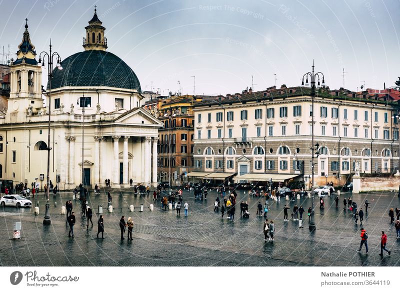 Place del popolo in Rom Ort del popolo Italien Außenaufnahme Architektur historisch Tourismus Ferien & Urlaub & Reisen Sehenswürdigkeit Farbfoto Hauptstadt