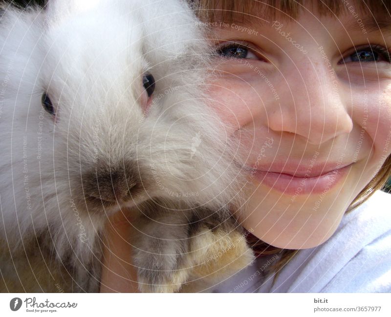 mulle's lieblingsmensch... Mädchen Kind Kindheit Mensch weiblich Hase & Kaninchen Zwergkaninchen haarig Fell flauschig Osterhase Haustier Tier niedlich