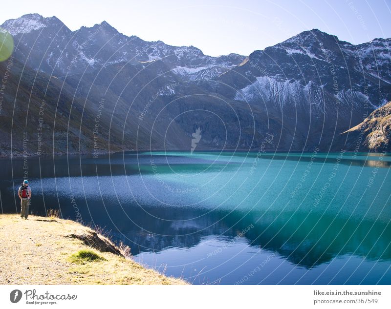 Der Schatz im Azurblauen see Umwelt Natur Landschaft Schönes Wetter Alpen Berge u. Gebirge Gipfel Schneebedeckte Gipfel See schön Tag