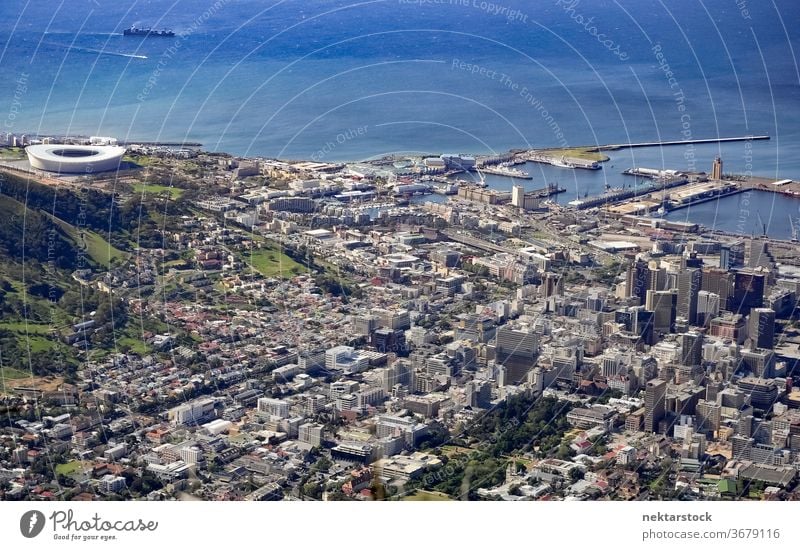 Kapstadt Luftbild-Panorama Wohnsiedlung MEER Großstadt Metropole Stadtbild Südafrika Wellen Meeresküste Luftaufnahme Topografie Landschaft ruhige Umgebung
