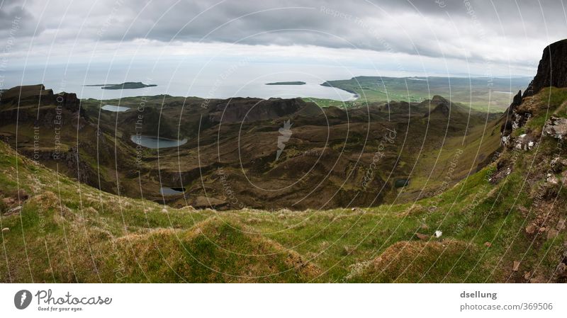 Draußen zu Hause II Natur Landschaft Himmel Wolken Sommer Schönes Wetter Wiese Hügel Felsen Berge u. Gebirge Küste Bucht blau braun grün Fernweh Einsamkeit