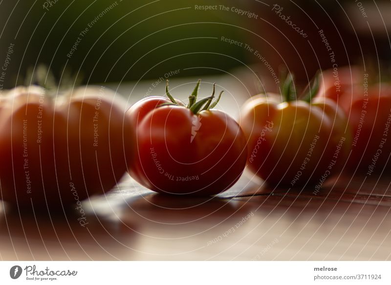 Tomatenernte in Reih und Glied Tisch Reihe Lebensmittel geschmackvoll rot frisch Gesundheit Ernährung Gemüse Nahaufnahme lecker Vegetarische Ernährung