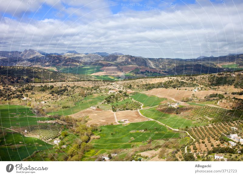 Andalusiens Landschaft in Spanien Andalusia Feld ländlich Natur im Freien Wiese Europa grün Grasland Bauernhof Ackerland Spanisch Hügel hügelig kultiviert